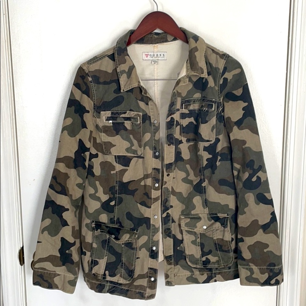Cameo Print Army Camouflage Jean Jacket